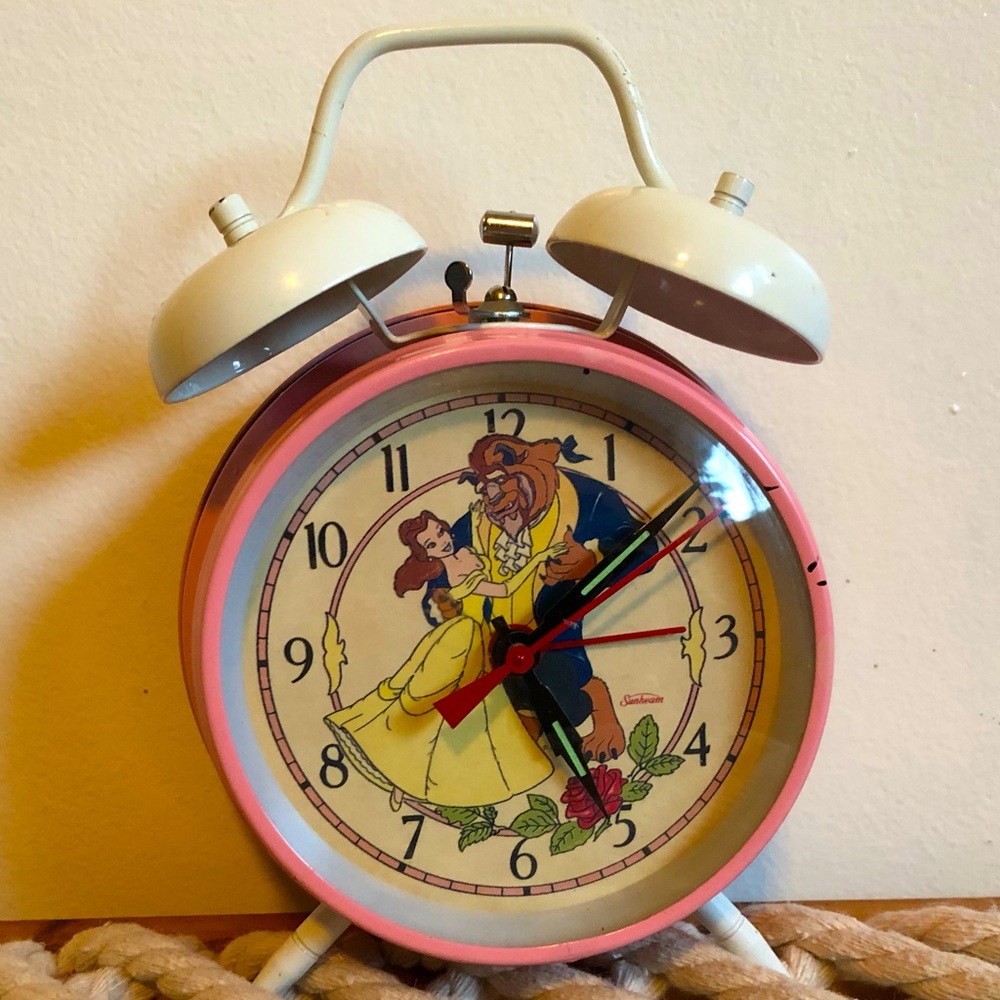 Vintage 1990’s Disney Sunbeam Kids Beauty & the Beast Wind Up Alarm Clock